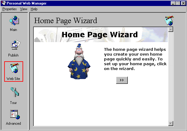 Front page 98 Home Page Wizard